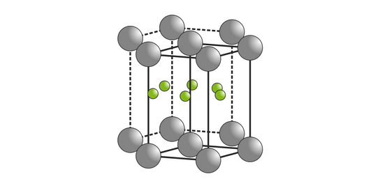 3D Karrikatur der Kristallstruktur der TiB2-Phase